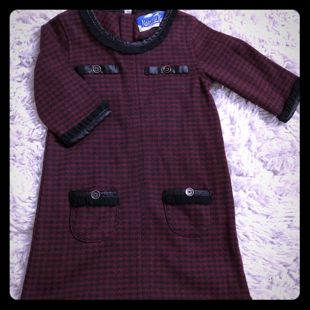 Toddler Vintage-esq Houndstooth Dress- 4T
